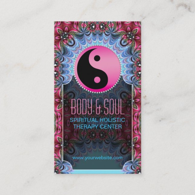 Bleu rose Yin Yang Nouvel Age Yoga Cartes de visit (Devant)