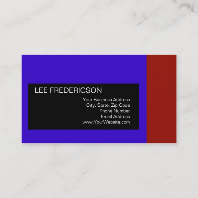 Bleu Rouge Noir Simple Carte de visite simple (Devant)