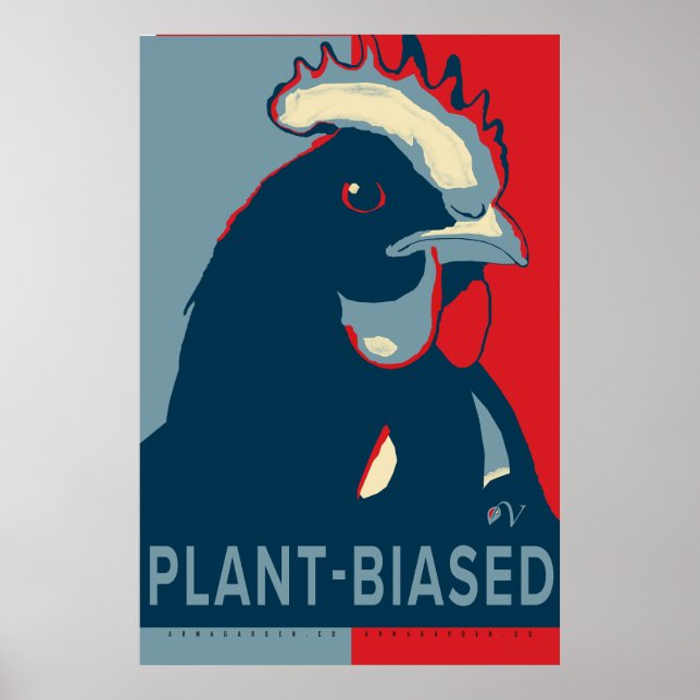 Bleu Rouge Pop Art Poulet Poster Plante (Devant)