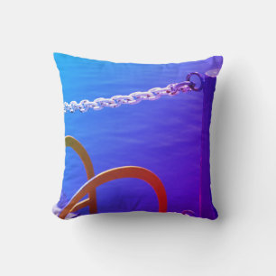 Bleu Royal Violet Eau Chaîne Blanche Coussin de Po