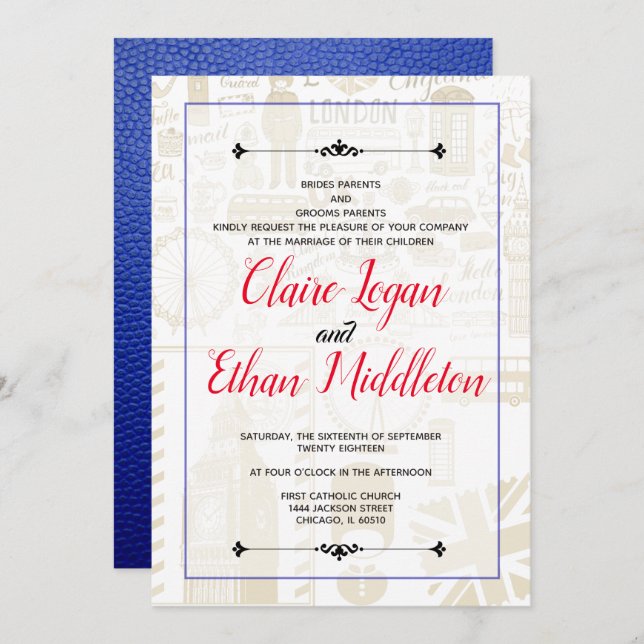 Bleu Royaume-Uni Invitation au passeport (Devant / Derrière)