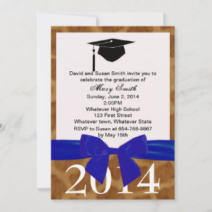 Bleu Ruban Et Giraffe Invitation De Graduation