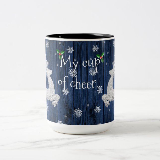 Bleu Rustique café renne de Noël Mug (Centre)