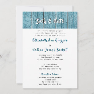 Bleu rustique Faire-part de mariage traditionnel