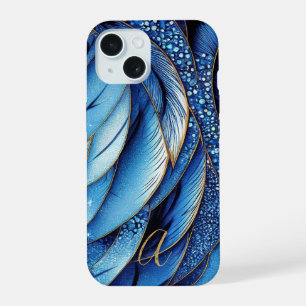 Bleu Saphir Vibrant Or Plumes Monogrammées