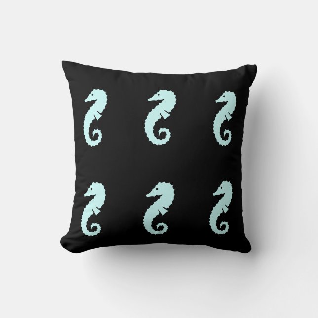 Bleu SEAHORSE sur coussin noir (Recto)