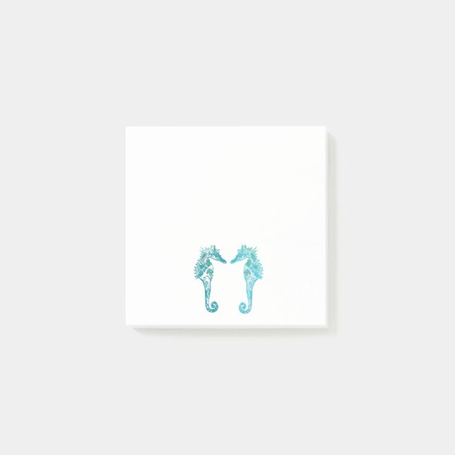 Bleu Seahorses dessin art Post-it Notes (Devant)