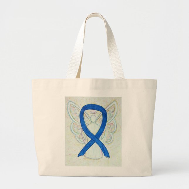Bleu Sensibilisation Ruban Angel Sac fourre-tout p (Devant)