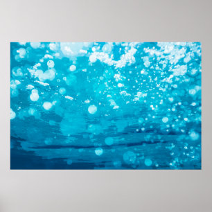 Bleu simple Abstrait sous-marin   Poster