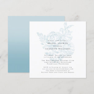 Bleu Simple Floral Invitation à la douche nuptiale