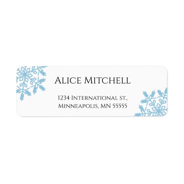 Bleu Snowflake Adresse de retour Sticker ou Étique (Devant)