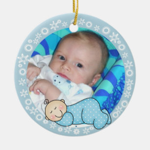 Bleu Snowflake Baby 1er Ornement de Noël