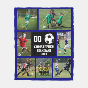 Bleu Soccer photo collage polaire couverture