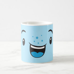 Bleu souriant Kawaii Face Mug