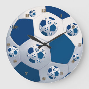 Bleu Space Soccer Ball Horloge murale