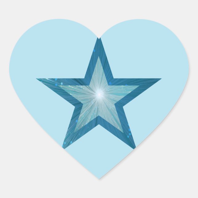 Bleu Star autocollant coeur pâle bleu (Devant)