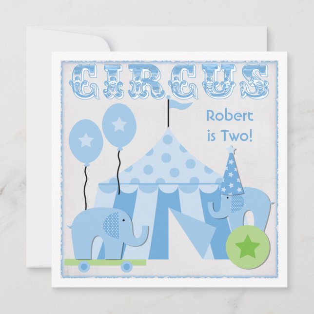Bleu Step Up Circus Anniversaire Invitations (Devant)