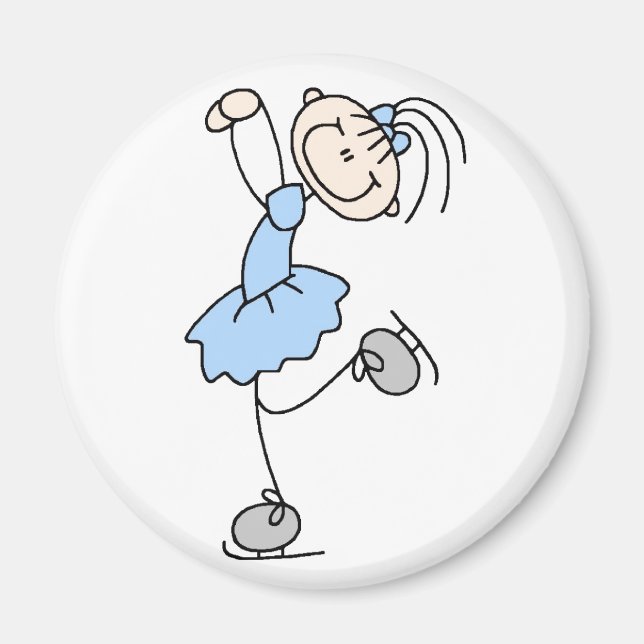 Bleu Stick Figure Girl Skater Magnet (Devant)