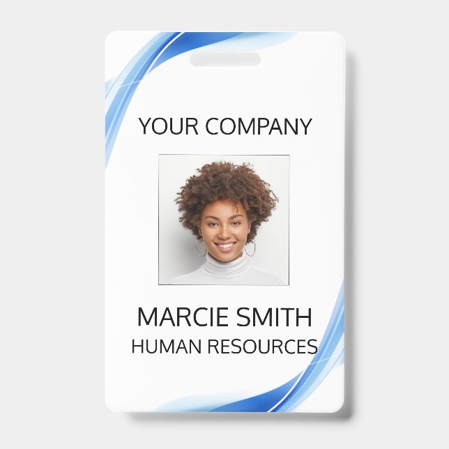 Bleu style vague - ID photo Badge (Avant)