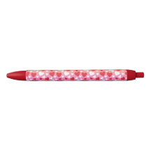 Stylo à motif de cœurs rouges et blancs