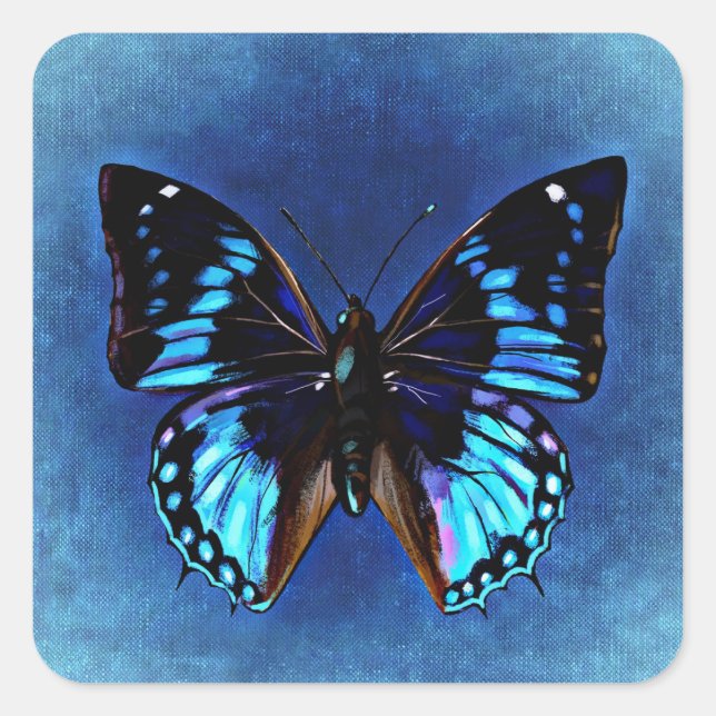 Bleu sur Bleu Sticker Papillon (Devant)