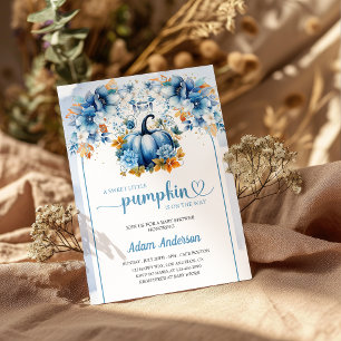 Bleu Sweet Petit Baby shower Citrouille Invitation