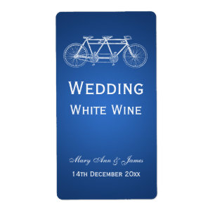 Bleu tandem de vélo de mariage d'étiquette élé