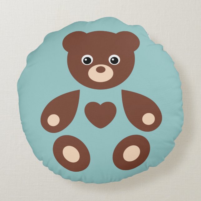 Bleu Teddy Ours Monogramme Bébé Coussin (Dos)