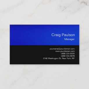 Bleu tendance Noir Chic Carte de visite moderne