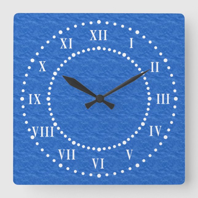 Bleu texturé Numéros romains Horloge murale (Recto)