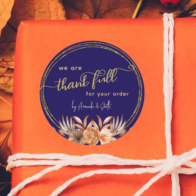 Bleu Thanksgiving Business stickers pour les clien (Créateur téléchargé)