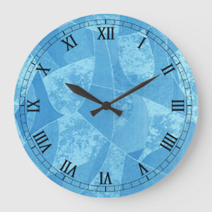 Bleu Tige Verre rond Numéros romains Horloge