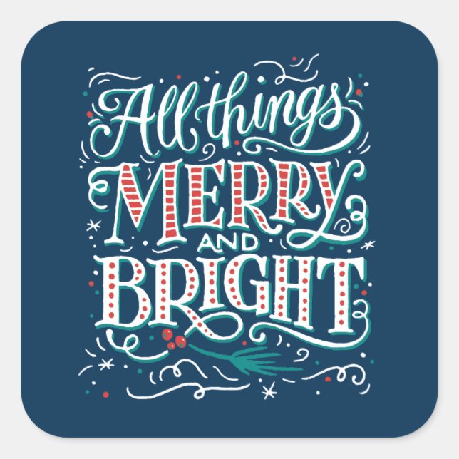 Bleu Toutes les choses Joyeux et brillant Sticker  (Devant)