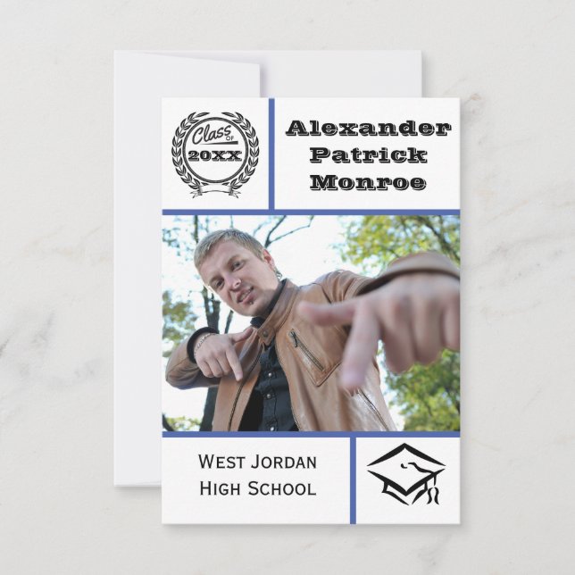 Bleu traditionnel - Invitation de 3x5 (Devant)