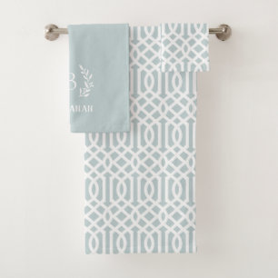 Bleu Trellis et monogramme de branche Ferme