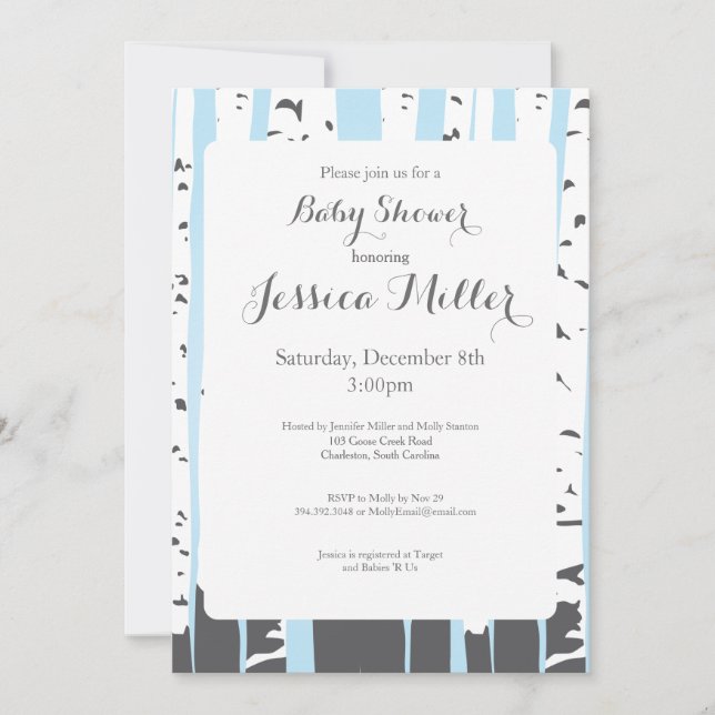 Bleu tremblante Invitations de douches pour bébés (Devant)