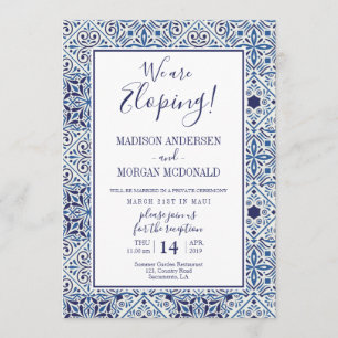 Bleu tuiles Elopement accueil invitation