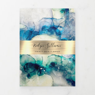 Bleu Turquoise Aquarelle or huile triple Brochure