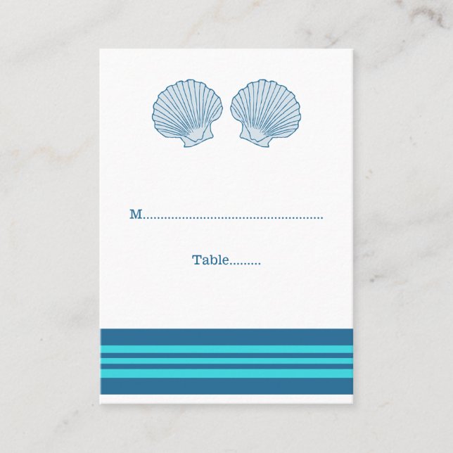 Bleu Turquoise Coquillages Nautiques Cartes (Devant)