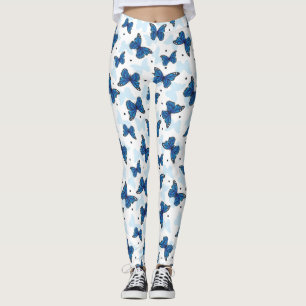 Bleu Turquoise Monarque Papillon Motif Leggings