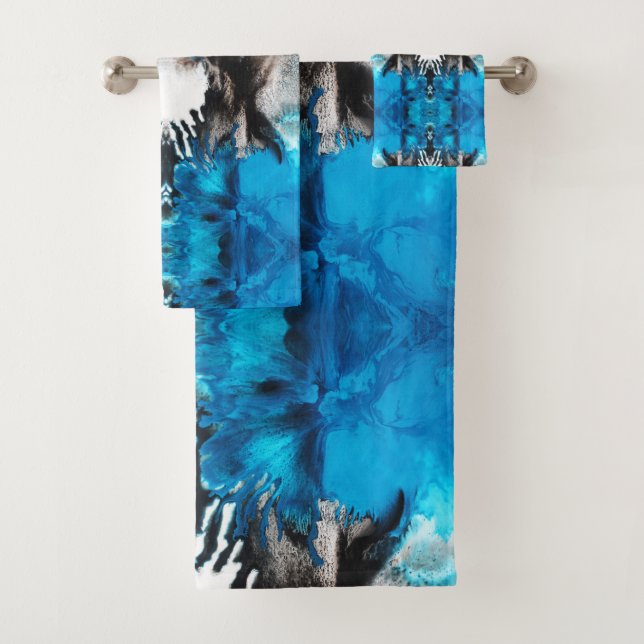 Bleu turquoise, noir et blanc Abstrait (En situation)