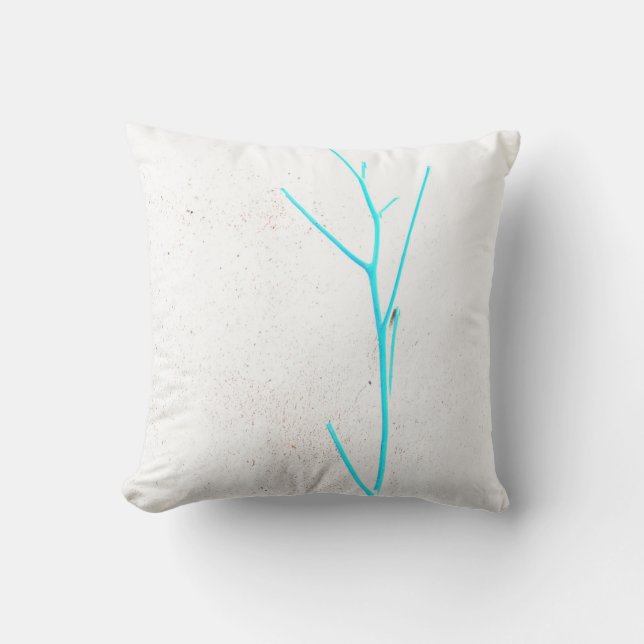 Bleu Twig blanc Coussin de texture de béton blanc (Recto)