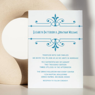 Bleu v2 Fancy Mariage ornemental Invitation