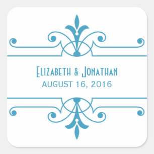 Bleu v2 Stickers de mariage ornemental fantaisie