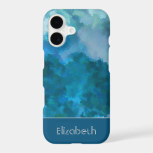 Bleu & Vert Aquarelle Moderne Monogramme Personnal