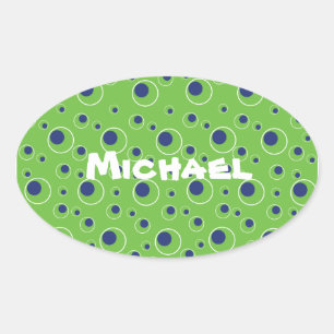 Bleu Vert clair Cercles Motif mignon Stickers