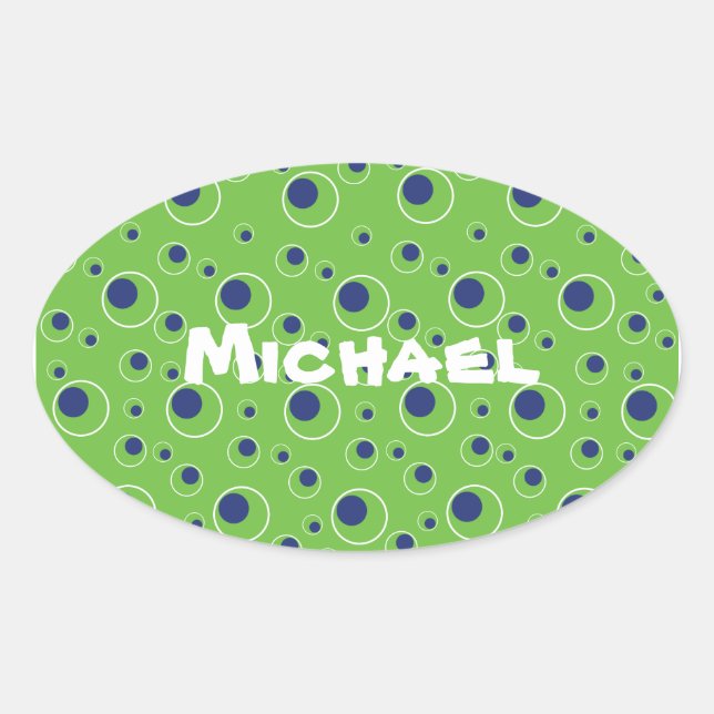 Bleu Vert clair Cercles Motif mignon Stickers (Devant)