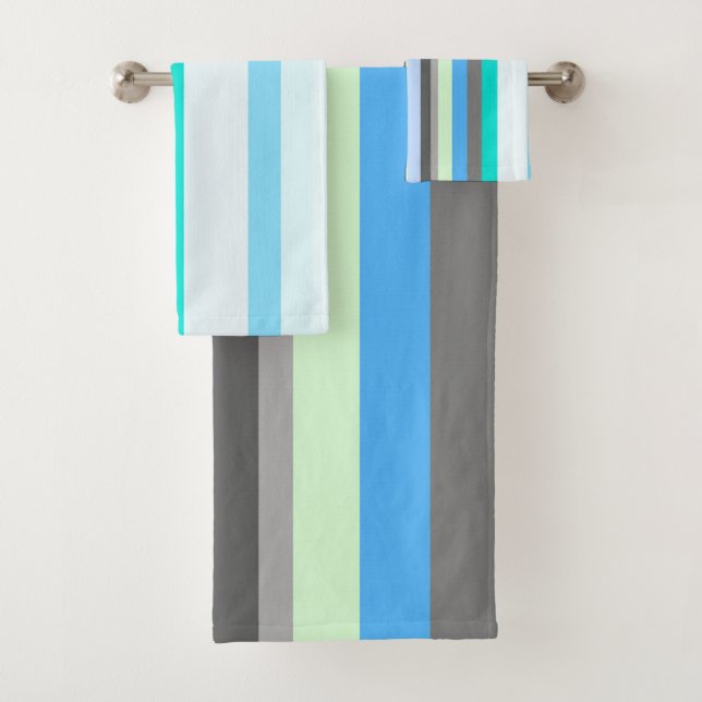 Bleu, vert et gris Abstrait rayures (En situation)