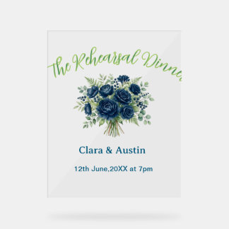 bleu vert floral le dîner de répétition modifiable