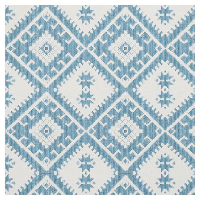 Bleu vert Ikat diamants tissu motif (Échantillon)